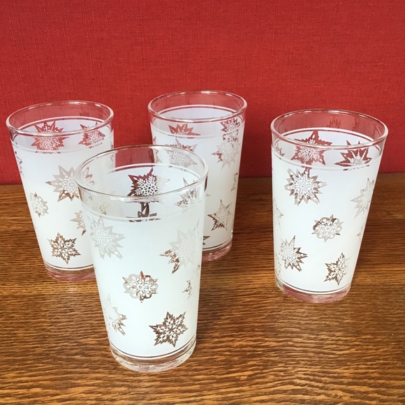 Vintage Federal Glass Frosted Atomic Snowflake Tumblers Set of 4 EUC - Picture 6 of 13